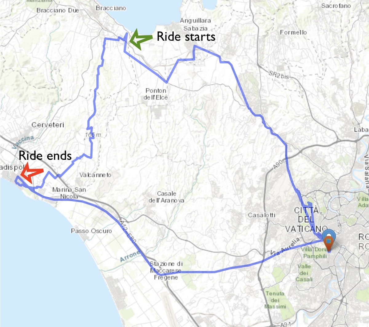 Illustrative image. Static map of the route of my excursion