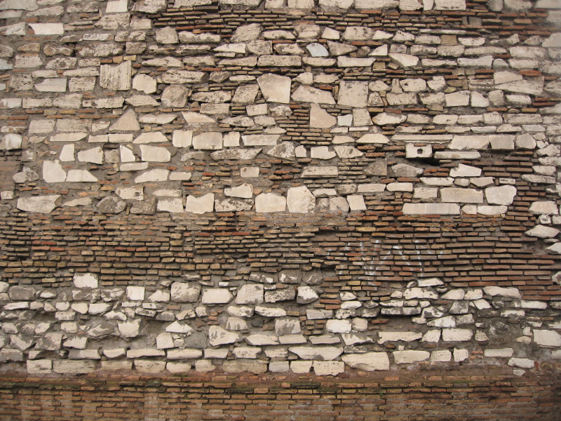 Roman wall showing bricks re-used