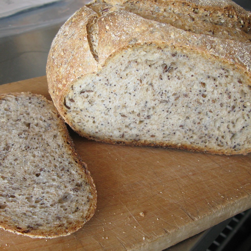 crumb of flaxseed loaf
