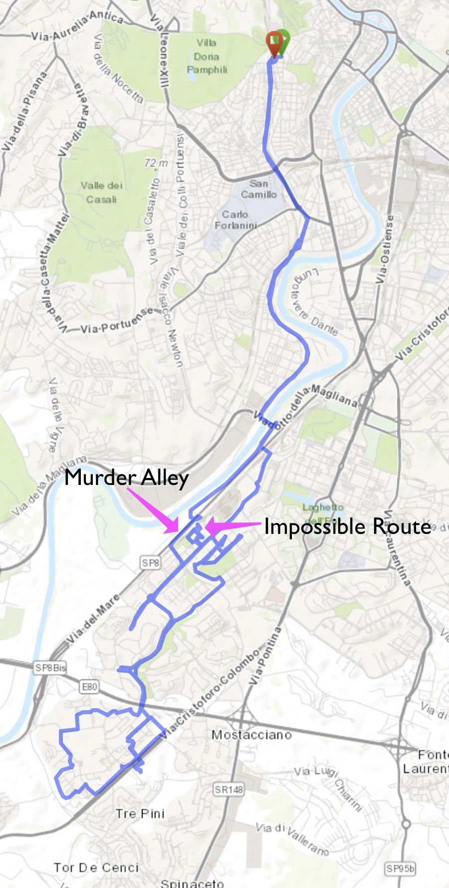 Map of day’s route
