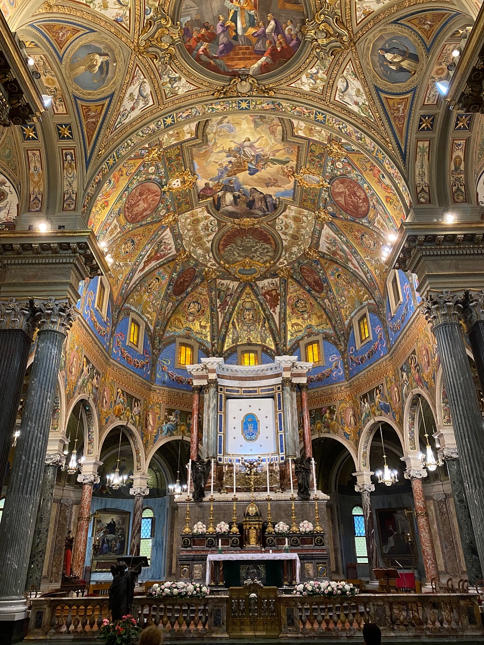 Inside the Santuario della Beata Vergine del Santo Rosario di Pompei; neo-Baroque excess