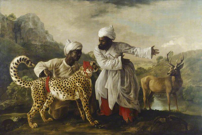 George Stubbs, A Cheetah and a Stag with two Indian Attendants 1765