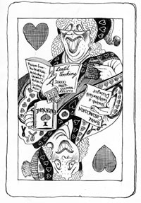 Cartoon of a playing card depicting a Queen to illustrate a type of humanist