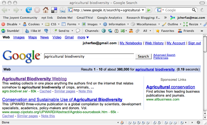 Screenshot showing Agro.biodiver.se.com in No 1 position in Google Search
