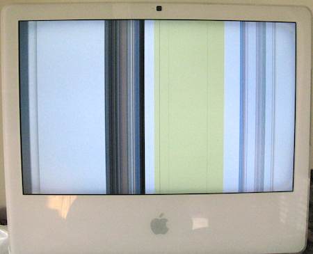 Mac screen showing vertical banding