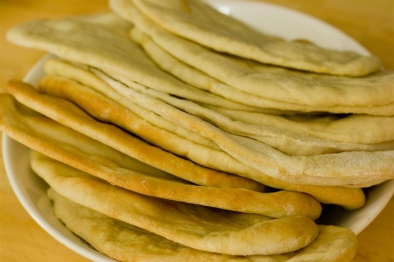 Stack of fresh-baked pita