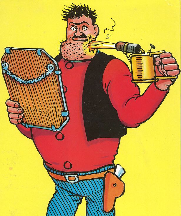 Desperate Dan shaves with a blowtorch