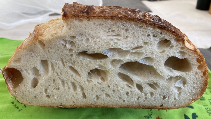 Crumb shot showing evidence of underproofing
