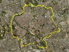 Map of a walk around the Aurelian walls of Rome